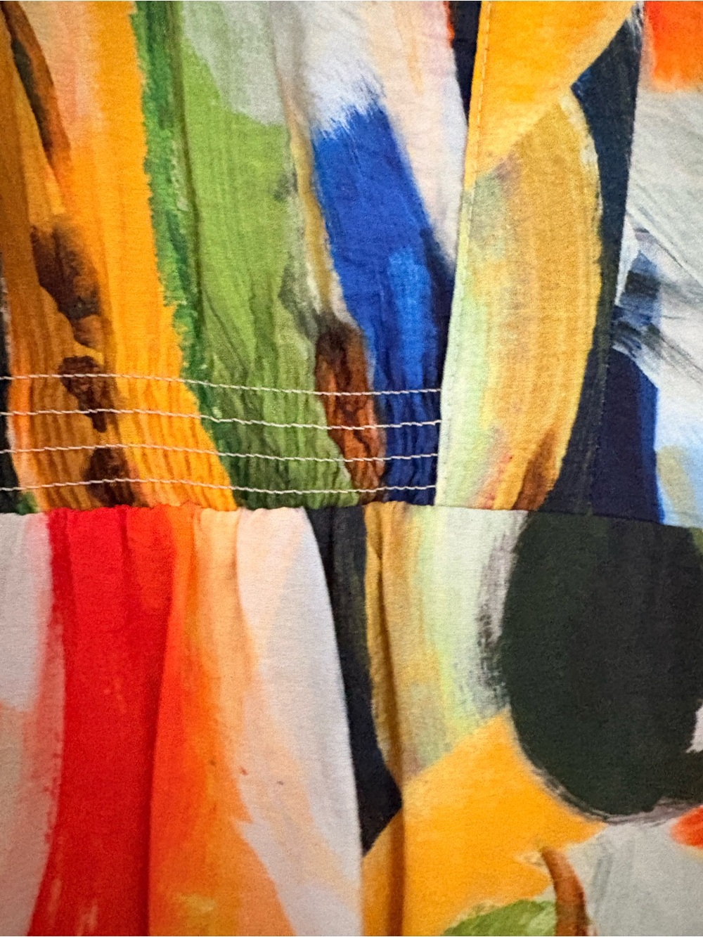 Anthropologie Maeve Abstract Print Midi Dress - Vibrant Brushstroke Design Sz L - Picture 3 of 7